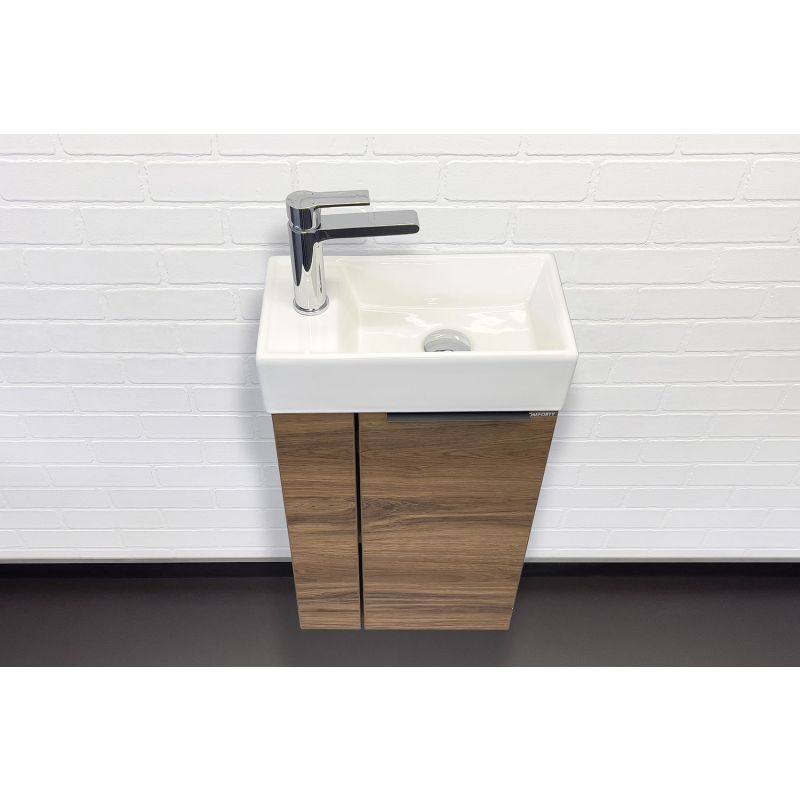 Тумба с раковиной Comforty "Матэ-40" 00-00015325 дуб тёмно-коричневый с раковиной Comforty 9140