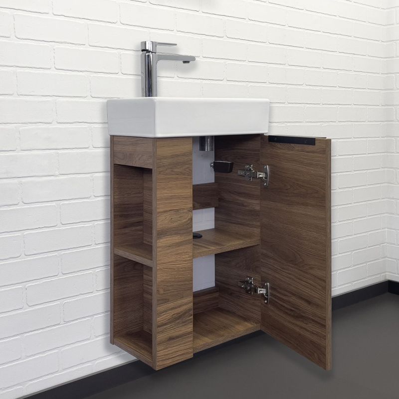 Тумба с раковиной Comforty "Матэ-40" 00-00015325 дуб тёмно-коричневый с раковиной Comforty 9140