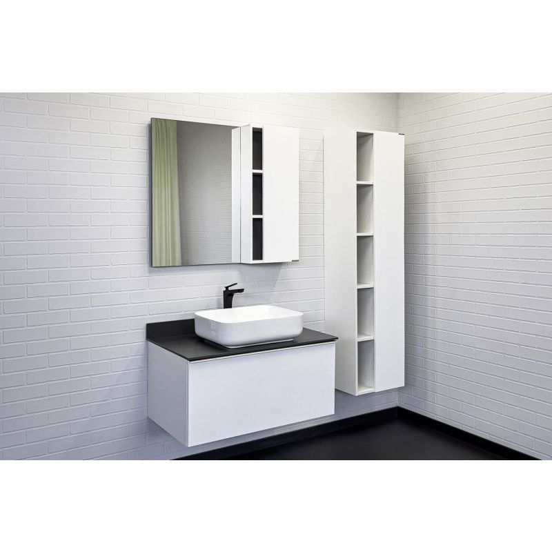 Тумба с раковиной Comforty "Милан-90" 00-00014426 белый глянец с графитовой столешницей, с раковиной Comforty T-Y9378