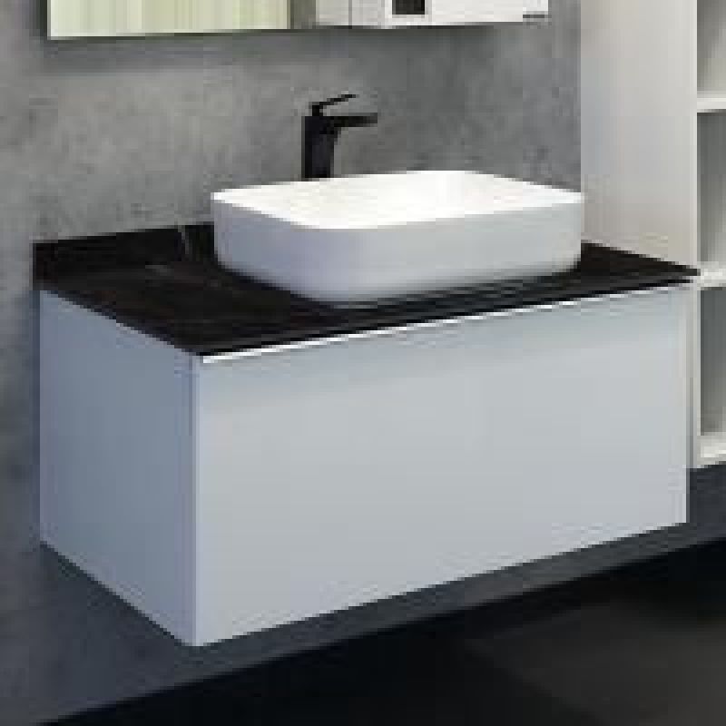 Тумба с раковиной Comforty "Милан-90" 00-00014008 белый глянец со столешницей под мрамор Калакатта Блэк с раковиной Comforty T-Y9378