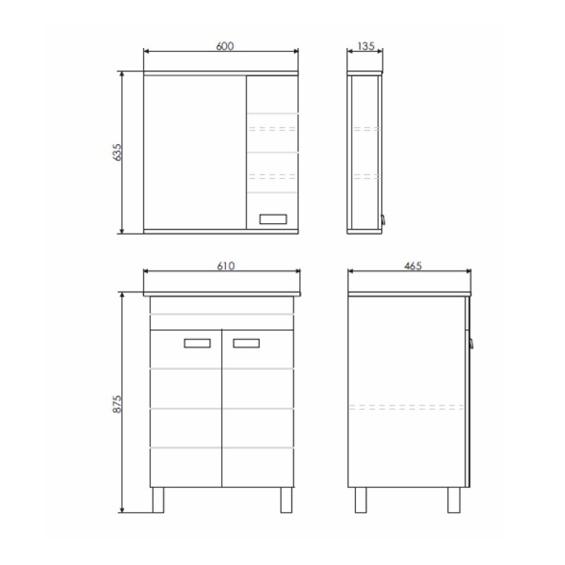 Тумба с раковиной Comforty "Модена М-60" 00-00001642 белая матовая  с раковиной "Quadro 60 "
