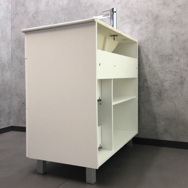 Тумба с раковиной Comforty "Модена М-90" 00-00001644 белая матовая  с раковиной Quadro 90