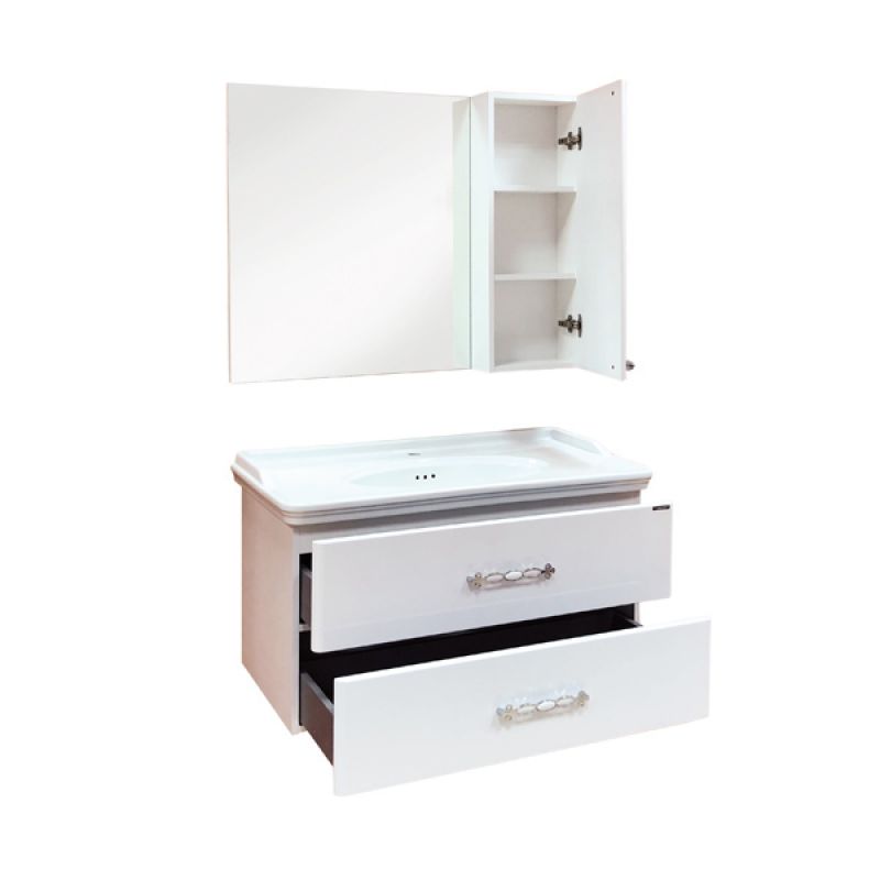 Тумба с раковиной Comforty "Неаполь-100" 00004139025 белый глянец с раковиной 50110 