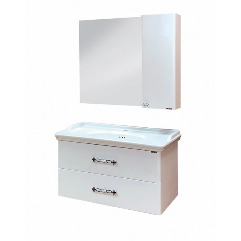 Тумба с раковиной Comforty "Неаполь-100" 00004139025 белый глянец с раковиной 50110 