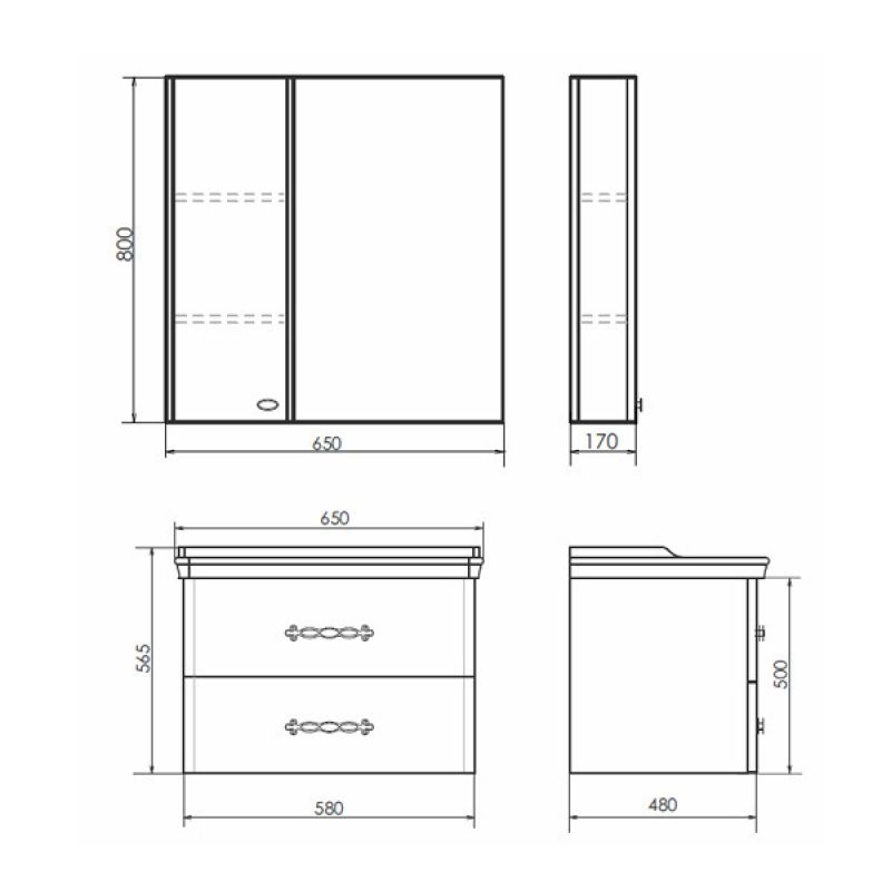Тумба с раковиной Comforty "Неаполь-65" 00004148729 белый глянец с раковиной 50165