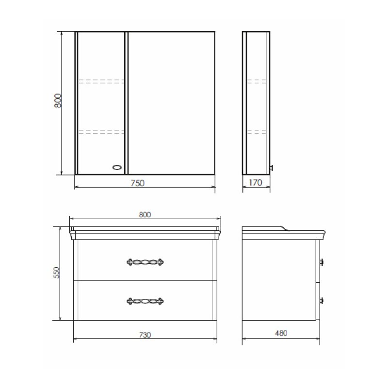 Тумба с раковиной Comforty "Неаполь-80" 00004147564 белый глянец с раковиной 50180