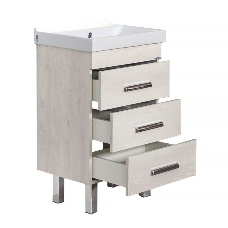 Тумба с раковиной Comforty "Никосия-50Н" 00-00017092 дуб белый с раковиной Fest 50