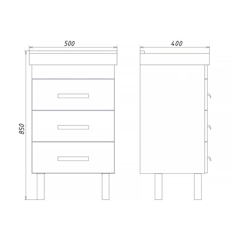 Тумба с раковиной Comforty "Никосия-50Н" 00-00017092 дуб белый с раковиной Fest 50