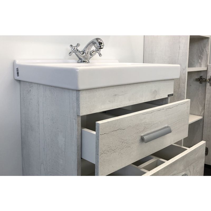 Тумба с раковиной Comforty "Никосия-60Н" 00004142203 дуб белый с раковиной Fest 60 F01
