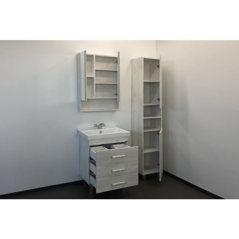 Тумба с раковиной Comforty "Никосия-60Н" 00004142203 дуб белый с раковиной Fest 60 F01