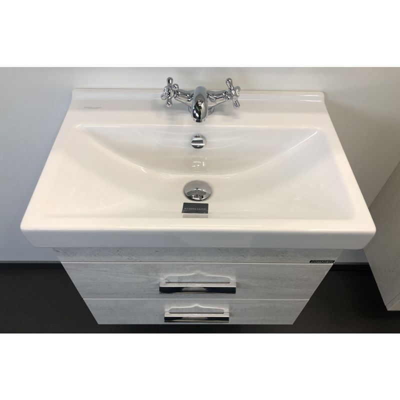 Тумба с раковиной Comforty "Никосия-60П" 00004138879  дуб белый с раковиной Fest 60 F01