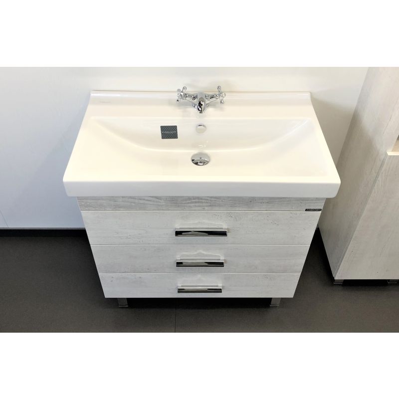 Тумба с раковиной Comforty "Никосия-80Н" 00004142204 дуб белый с раковиной Fest 80 F01