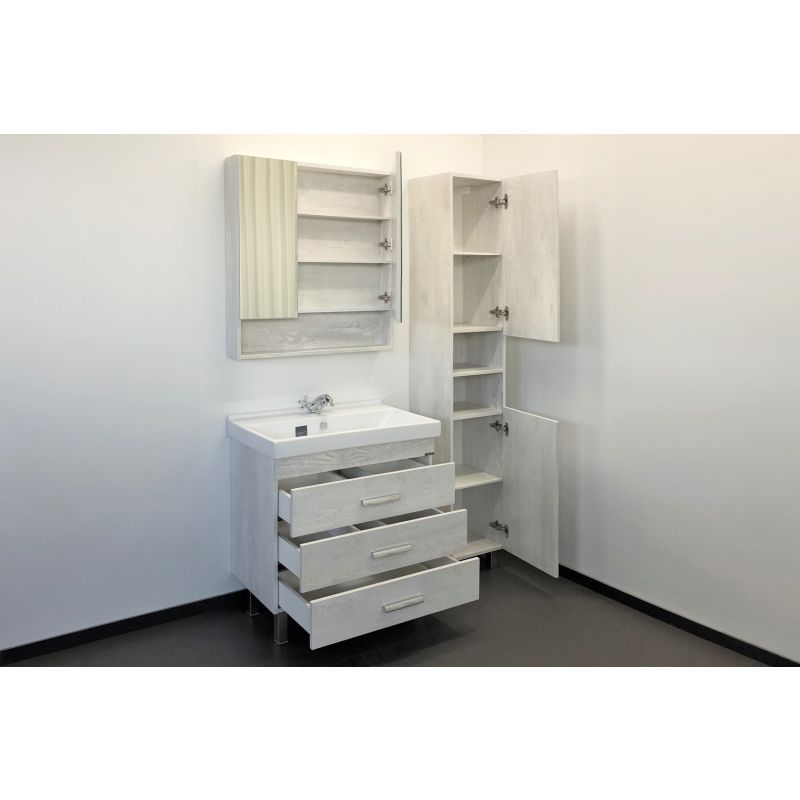 Тумба с раковиной Comforty "Никосия-80Н" 00004142204 дуб белый с раковиной Fest 80 F01