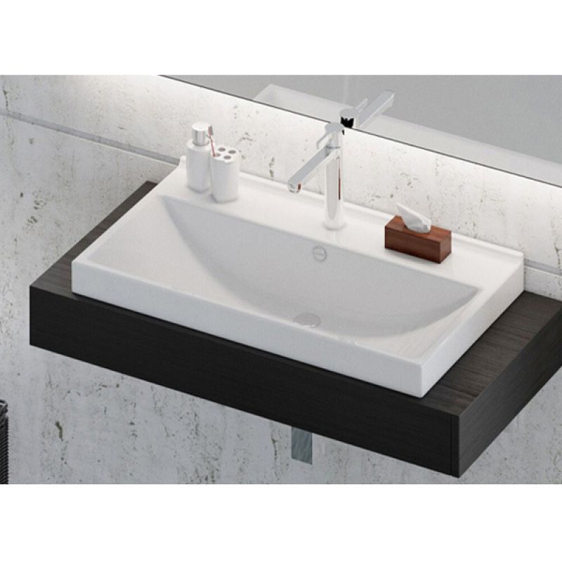 Тумба с раковиной Comforty "Никосия-80Н" 00004142204 дуб белый с раковиной Fest 80 F01