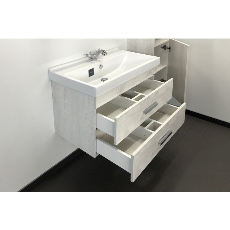 Тумба с раковиной Comforty "Никосия-80П" 00004138839 дуб белый с раковиной Fest 80 F01