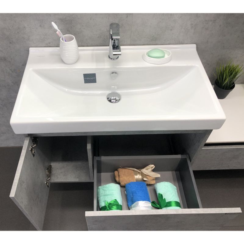 Тумба с раковиной Comforty "Осло-80" 00-00000836 бетон светлый с раковиной Fest 80 F01