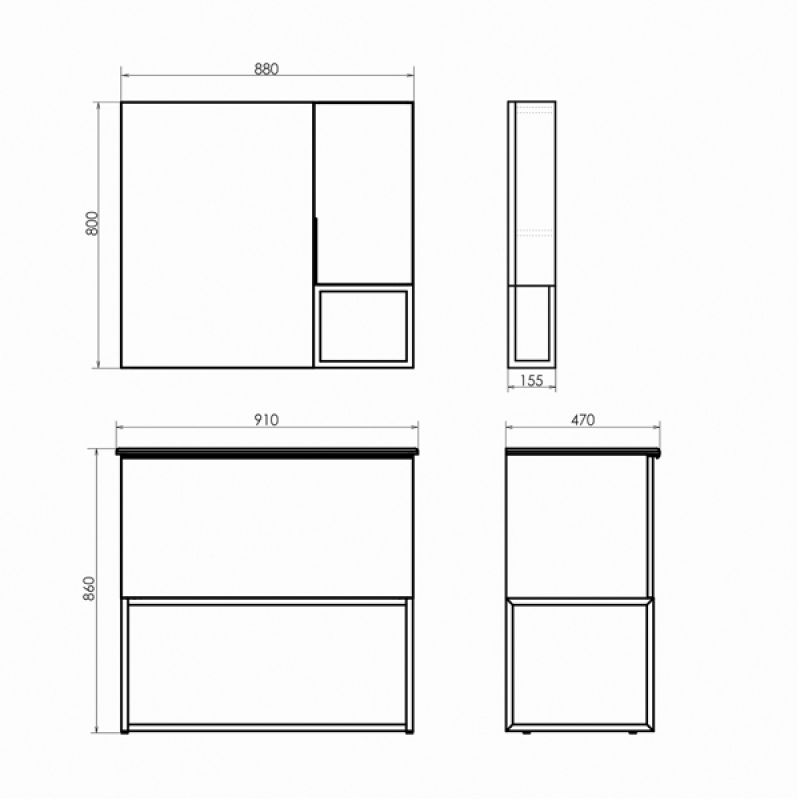 Тумба с раковиной Comforty "Равенна Лофт-90" 00-00006655 дуб темно-коричневый с раковиной  Comforty 90E черная матовая