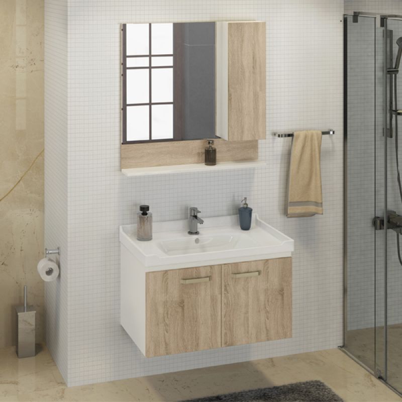 Тумба с раковиной Comforty "Рига-80" 00004139026 дуб сонома с раковиной Comforty 9335-80