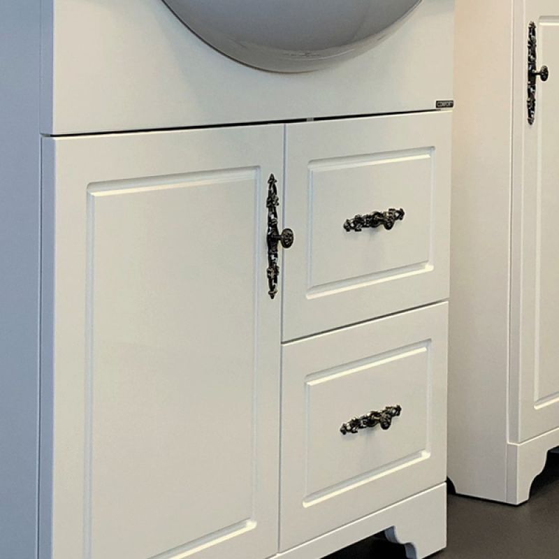 Тумба с раковиной Comforty "Севилья-85" 00-00003083 слоновая кость с раковиной Сенеж 87