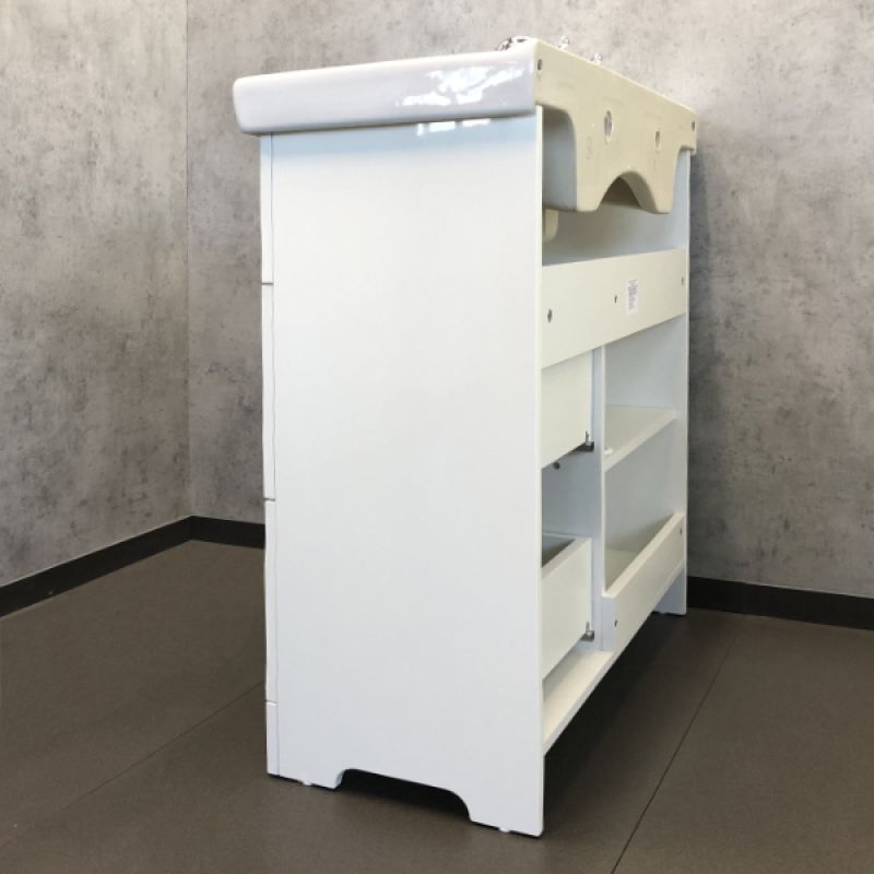 Тумба с раковиной Comforty "Севилья-85" 00-00003083 слоновая кость с раковиной Сенеж 87