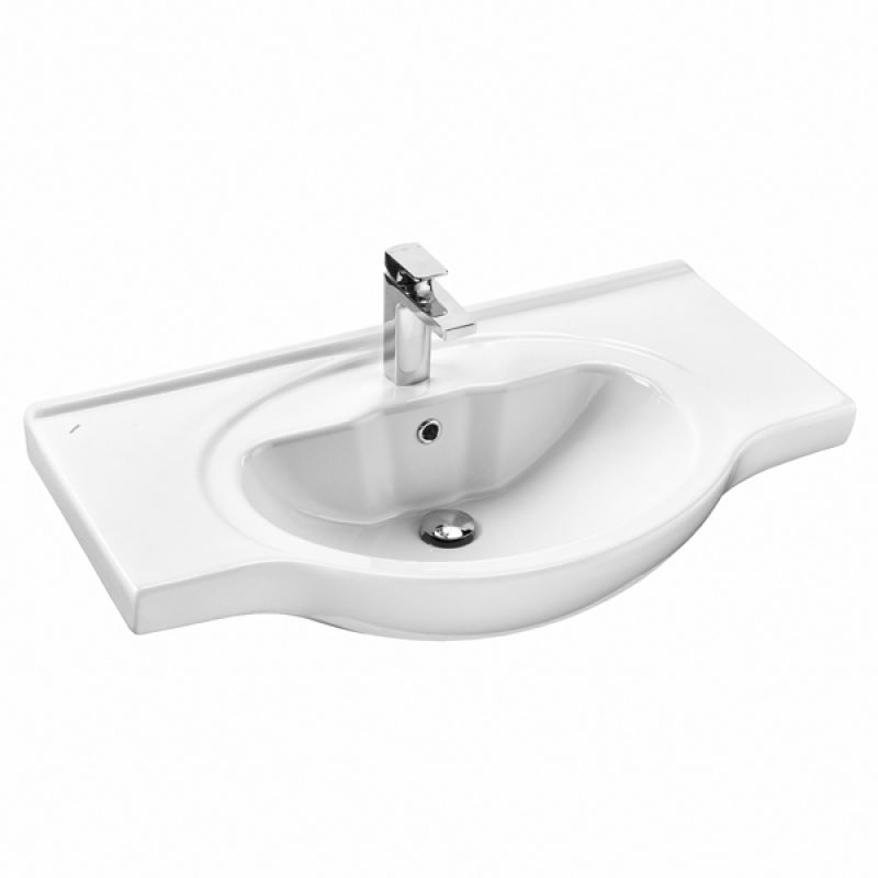 Тумба с раковиной Comforty "Севилья-85" 00-00003083 слоновая кость с раковиной Сенеж 87