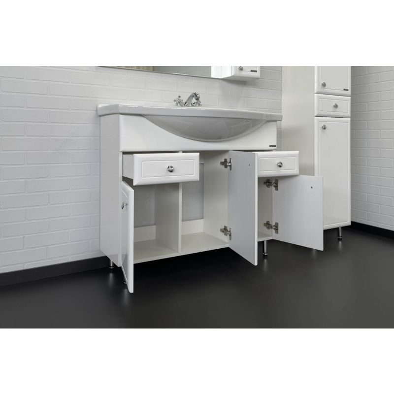 Тумба с раковиной Comforty "Сочи-100" 00004134582 белый глянец с раковиной Эльбрус-100