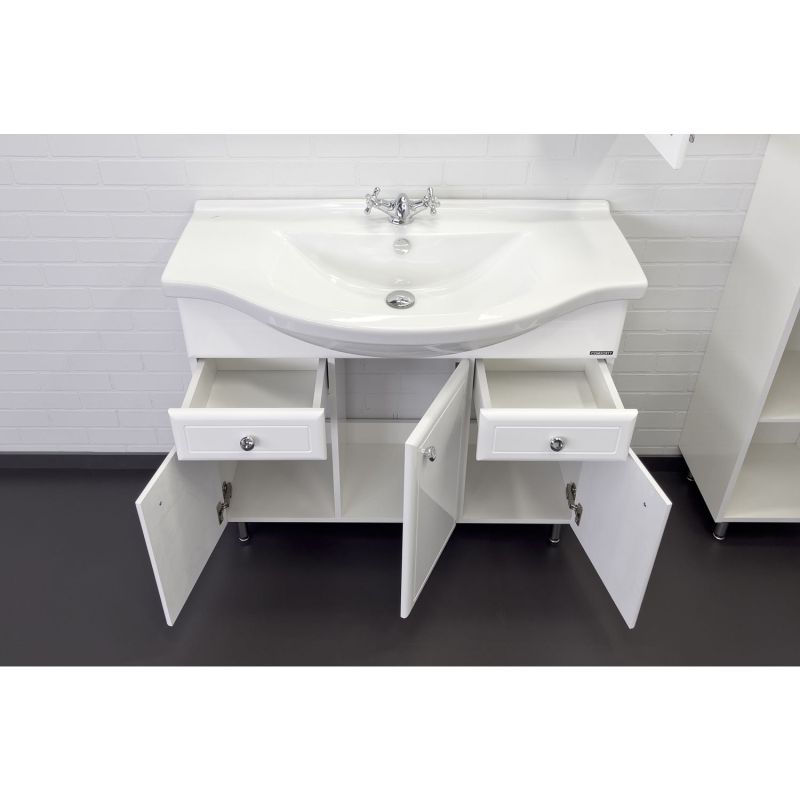 Тумба с раковиной Comforty "Сочи-100" 00004134582 белый глянец с раковиной Эльбрус-100