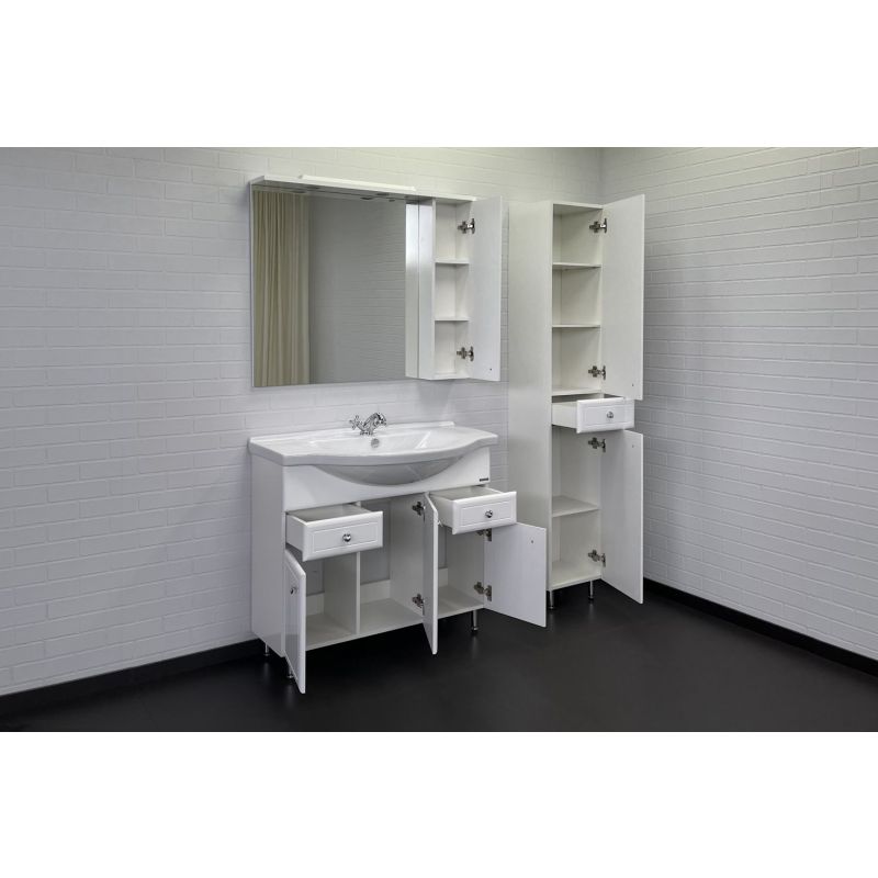 Тумба с раковиной Comforty "Сочи-100" 00004134582 белый глянец с раковиной Эльбрус-100
