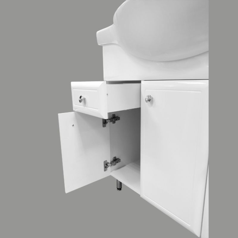 Тумба с раковиной Comforty "Сочи-85" 00004134639 белый глянец с раковиной Сенеж 87