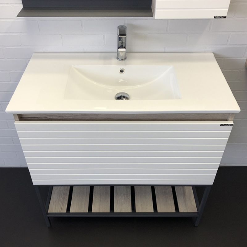 Тумба с раковиной Comforty "Страсбург-90" 00-00006557 дуб дымчатый с раковиной Comforty 90E