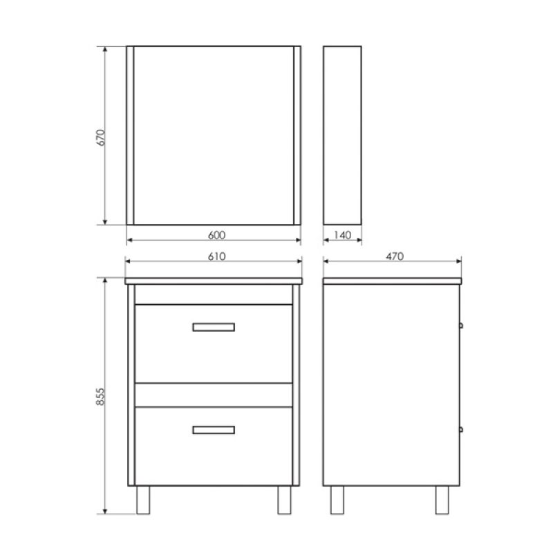 Тумба с раковиной Comforty "Тулуза-60" 00003129378 сосна лоредо с раковиной "Quadro 60 "