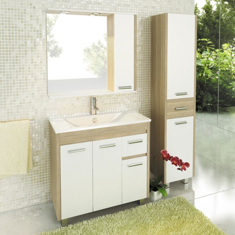 Тумба с раковиной Comforty "Тулуза-90" 00004152036 сосна лоредо с раковиной Quadro 90