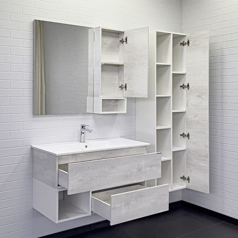 Тумба с раковиной Comforty "Турин-90М" 00-00014644 дуб белый с раковиной Comforty 90E