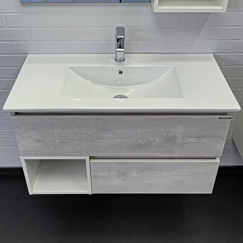 Тумба с раковиной Comforty "Турин-90М" 00-00014644 дуб белый с раковиной Comforty 90E