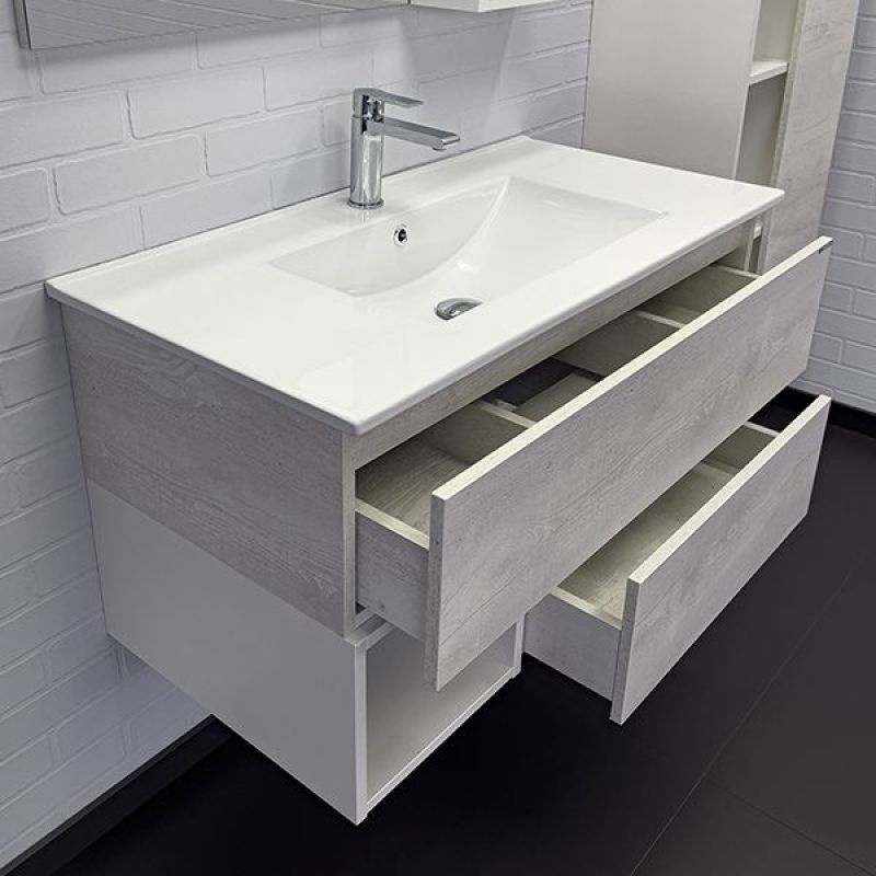 Тумба с раковиной Comforty "Турин-90М" 00-00014644 дуб белый с раковиной Comforty 90E