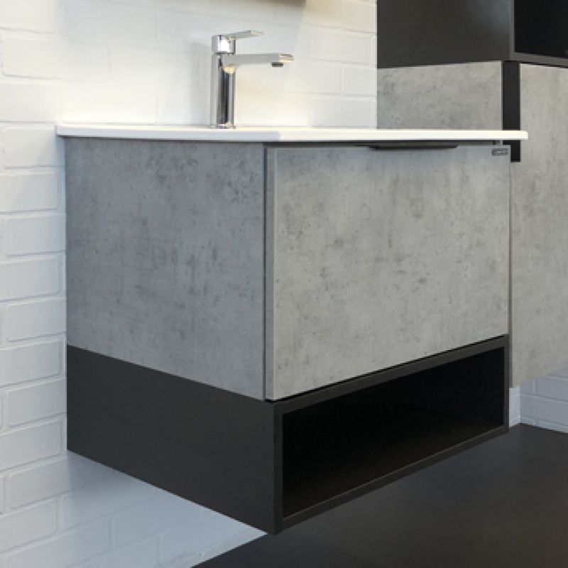 Тумба с раковиной Comforty "Франкфурт-60" 00-00004332 бетон светлый с раковиной Comforty 60E