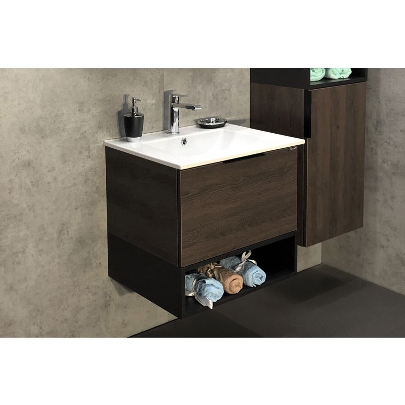 Тумба с раковиной Comforty "Франкфурт-60" 00004150530 дуб-шоколадно-коричневый с раковиной Comforty 60E