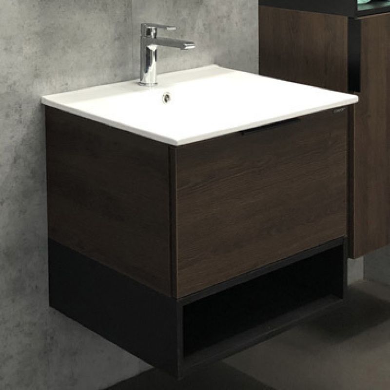 Тумба с раковиной Comforty "Франкфурт-60" 00004150530 дуб-шоколадно-коричневый с раковиной Comforty 60E