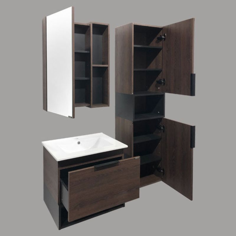 Тумба с раковиной Comforty "Франкфурт-60" 00004150530 дуб-шоколадно-коричневый с раковиной Comforty 60E