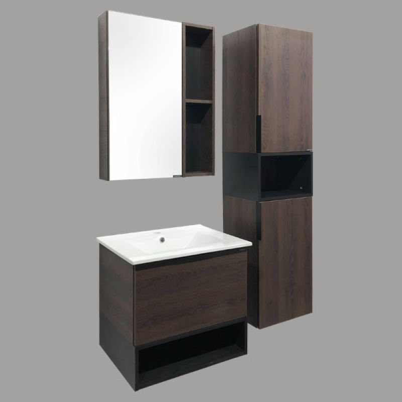 Тумба с раковиной Comforty "Франкфурт-60" 00004150530 дуб-шоколадно-коричневый с раковиной Comforty 60E