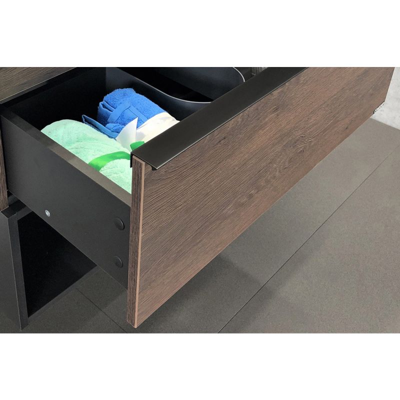 Тумба с раковиной Comforty "Франкфурт-75" 00-00000889 дуб шоколадно-коричневый с раковиной Comforty 75E черная матовая