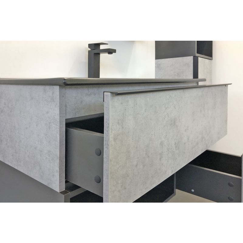 Тумба с раковиной Comforty "Франкфурт-90" 00-00006503 бетон светлый с раковиной  Comforty 90E черная матовая