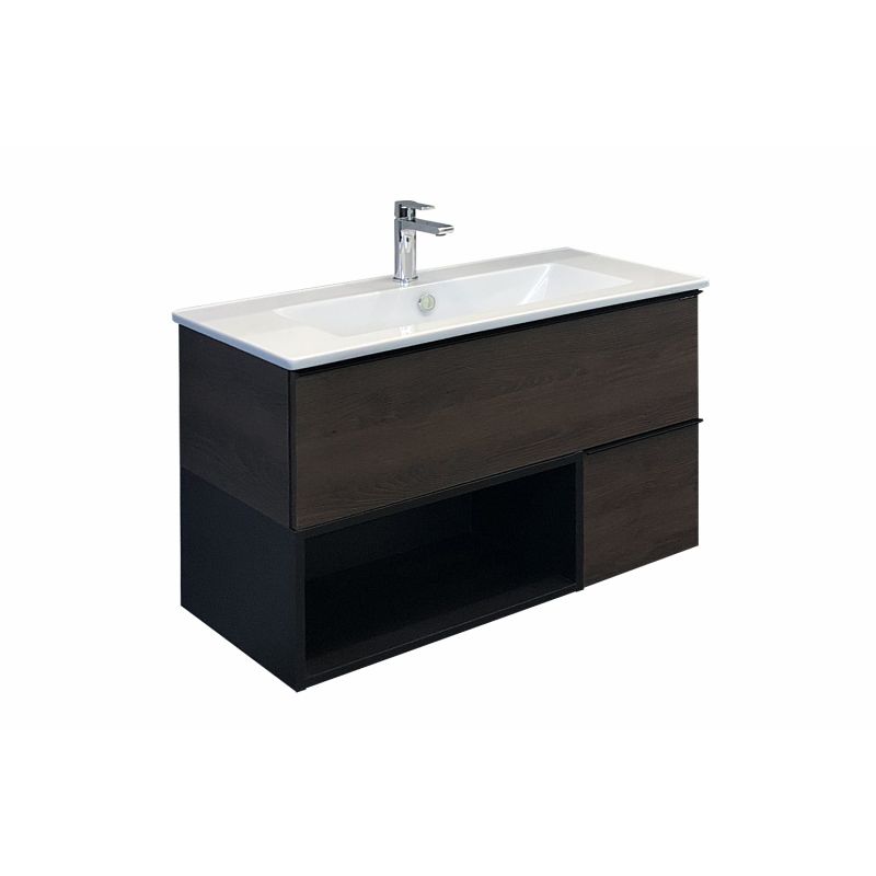 Тумба с раковиной Comforty "Франкфурт-90" 00004150657 дуб шоколадно-коричневый с раковиной Quadro 90