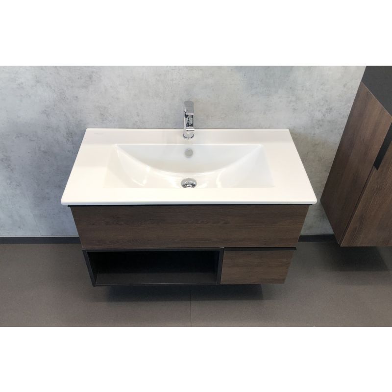 Тумба с раковиной Comforty "Франкфурт-90" 00004150657 дуб шоколадно-коричневый с раковиной Quadro 90