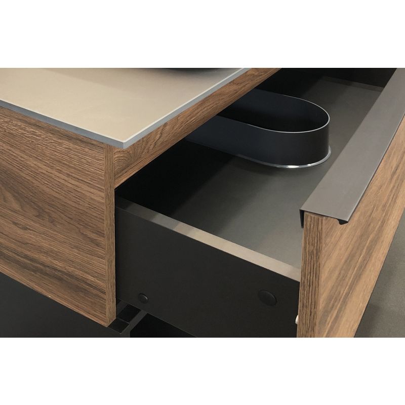 Тумба с раковиной Comforty "Штутгарт-75" 00-00001884 дуб тёмно-коричневый с черной столешницей c раковиной Comforty T-Y9378