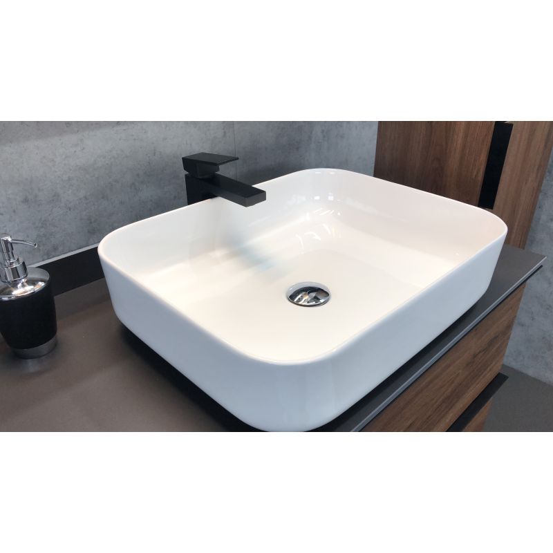 Тумба с раковиной Comforty "Штутгарт-90" 00-00002868 дуб тёмно-коричневый с черной столешницей c раковиной Comforty T-Y9378