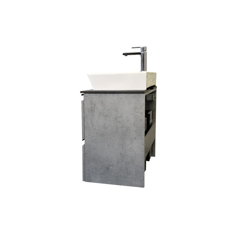 Тумба с раковиной Comforty "Эдинбург-60-2" 00-00005700 бетон светлый с черной столешницей, с раковиной Comforty 9055RA-50