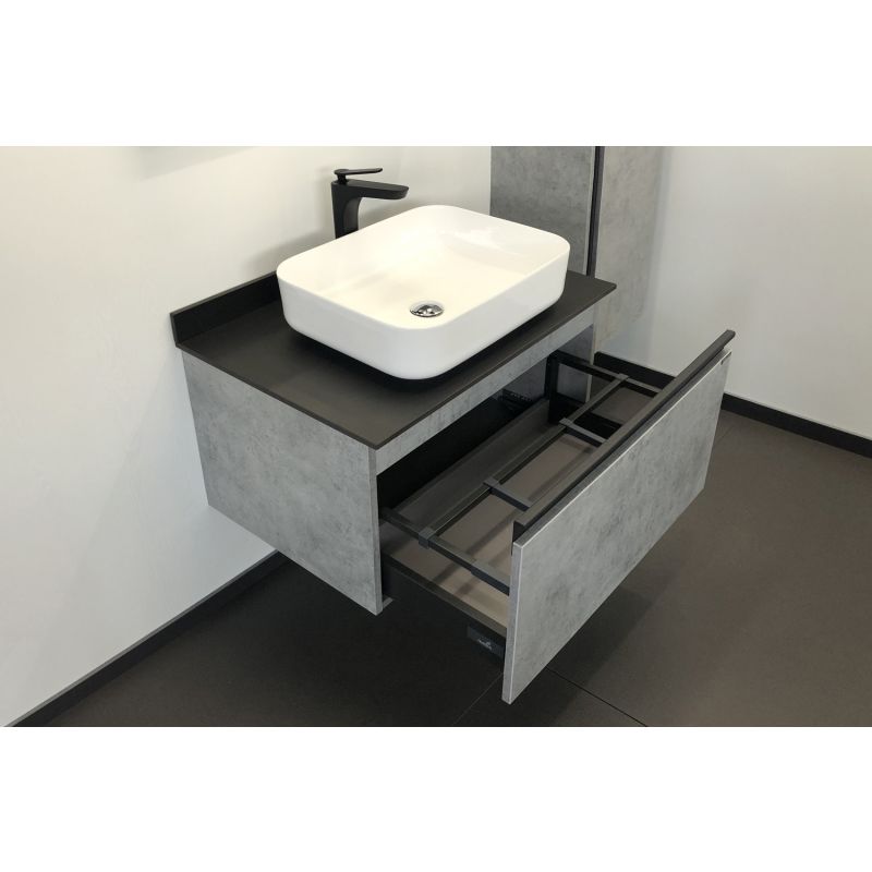 Тумба с раковиной Comforty "Эдинбург-75" 00004149066 бетон светлый с черной столешницей, с раковиной Comforty T-Y9378