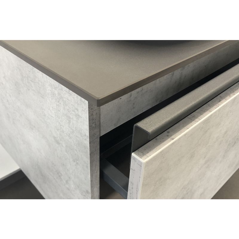 Тумба с раковиной Comforty "Эдинбург-75" 00004149066 бетон светлый с черной столешницей, с раковиной Comforty T-Y9378