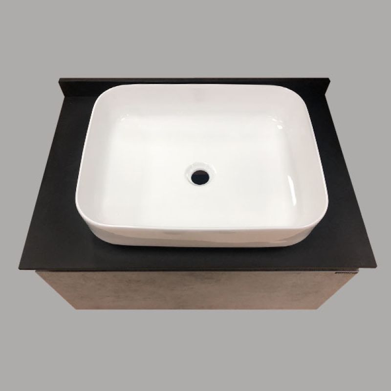 Тумба с раковиной Comforty "Эдинбург-75" 00004149066 бетон светлый с черной столешницей, с раковиной Comforty T-Y9378